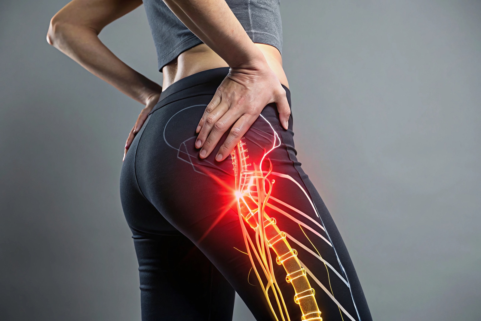 Visualisation of sciatic nerve pain radiating down the leg